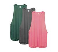 icyzone Femmes Décontracté Débardeur de Sport sans Manches en Vrac Exercice Yoga Running Tank Tops, Paquet de 3 (S, Army/Charcoal/Pink)