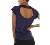 icyzone® Sport T-Shirt à Manches Courtes Femme Manches Courtes (S, Aubergine)