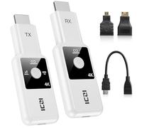 ICZI 4K 30 Hz HDMI sans Fil, avec écran LED, Portée 50 m, 2,4/5,8 GHz, Wireless HDMI pour Ordinateur Portable, Smartphones vers TV HD, Projecteur,Plug & Play,Blanc