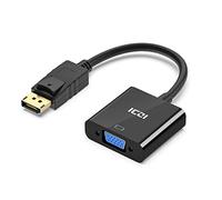 ICZI Adaptateur DP vers VGA 1080P, Convertisseur DisplayPort vers VGA avec Contacts Plaqués Or pour Écrans HDTV, Projecteurs, Noir