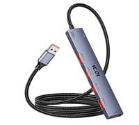 ICZI Hub USB 3.2, répartiteur USB 10 Gbit/s pour ordinateur portable, hub USB 3.2 Gen 2 avec 4 ports USB A 3.2, câble USB étendu de type C de 1,2 m pour MacBook Air/Pro, Surface Pro, XPS, téléphone