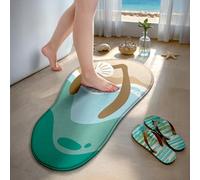 Iczodrow Petit tapis de bain côtier en forme de tongs avec décoration de plage d'été, étoile de mer, océan, mignon, antidérapant, absorbant (plage de lapin, 50,8 x 142,4 cm)