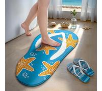 Iczodrow Petit tapis de bain côtier en forme de tongs avec motif étoile de mer, océan, mignon et absorbant (étoile de mer, 50,8 x 142,4 cm)