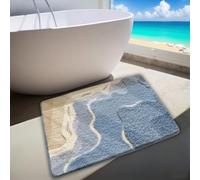 Iczodrow Tapis de bain de plage 50,8 x 81,3 cm, motif océan 3D, doux, absorbant, antidérapant, lavable, motif vagues de mer pour salle de bain, chambre à coucher (vagues de mer)