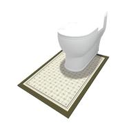 Iczodrow Tapis de toilette vintage nodique avec anti-pipi en cuir PU, tapis de sol antidérapant en forme de U, tapis de sol imperméable (vert circulaire)