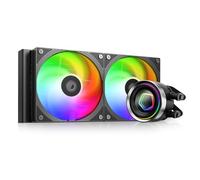 ID-COOLING FX240 INF Refroidisseur de processeur liquide de 240 mm, refroidisseur AIO avec effet miroir ARGB Infinity, 2 ventilateurs en série de 120 mm, fonctionnement à faible bruit 27,2 dB (A)