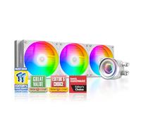 ID-COOLING FX360 INF Refroidisseur de processeur liquide blanc 360 mm, refroidisseur AIO ARGB effet miroir, 3 ventilateurs 120 mm, faible bruit 27,2 dB
