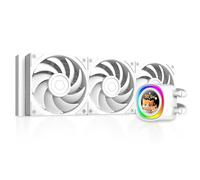 ID-COOLING FX360 LCD PE Blanc - Refroidisseur de processeur AIO à liquide de 360 mm avec écran LCD couleur complet de 1,48 pouces, 350W TDP, 3 ventilateurs à haut débit d’air de 120 mm, Support Intel