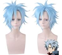 ID de l'anime: Sakaido Akihito Narihisago envahi perruque cosplay 30 cm bleu ciel cheveux synthétiques courts Halloween Sakaido cosplay perruques envahi perruque Sakaido 294