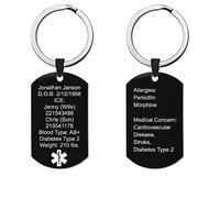 Id d'identification d'alerte médicale personnalisée, d'urgence médicale gravée, étiquette de chien, pendentif militaire, porte-clés