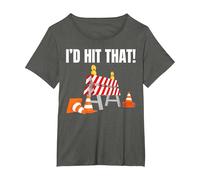 I'd Hit That! Cône de Circulation drôle et apprenant Mauvais conducteur T-Shirt, Femme Grandes Tailles, Asphalte, 6X