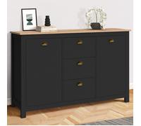 IDMarket – Buffet ISIS 130 cm Campagne 2 portes et 3 tiroirs Bois et Noir