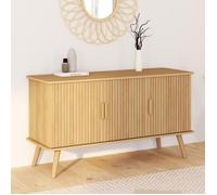 IDMarket – Buffet Juliette 110 cm, 3 portes, lattes en bois, coloris chêne