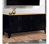 ID MARKET buffet 3 portes 113 cm Moderne bois et noir