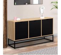 IDMarket - Buffet bas Boston 113 cm 3 portes noires design industriel