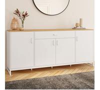 ID MARKET buffet 4 portes et 1 tiroirs 180 cm Moderne bois et blanc