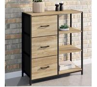 IDMarket Petit buffet d'appoint Utah – 3 tiroirs et étagères – Design industriel – Multicolore