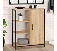 IDMarket – Buffet d'appoint Detroit 3 étagères et placard 70 cm design industriel