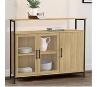 IDMarket – Buffet Detroit 100 cm 2 portes vitrine avec placards design industriel