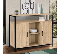 ID MARKET buffet DETROIT 2 portes 100 cm Industriel bois et métal noir