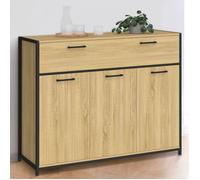ID MARKET buffet DETROIT 3 portes et 1 tiroir 100 cm Industriel bois et métal noir