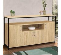 IDMarket Buffet Detroit 4 portes 140 cm avec niche – design industriel