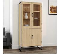 IDMarket – Vitrine buffet haut Detroit H. 176 cm 4 portes design industriel Multicolore
