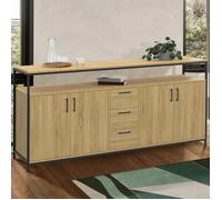 IDMarket Buffet Detroit XXL 180 cm – 4 portes et tiroirs – design industriel