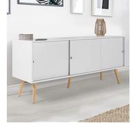 IDMarket – Buffet bas scandinave Effie 135 cm 3 portes bois blanc