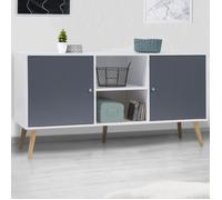 ID MARKET buffet EFFIE 3 portes 140 cm Scandinave bois blanc et gris