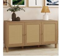 ID MARKET buffet HANAE 3 portes 113 cm Cannage bois cannage