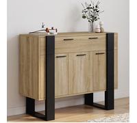 IDMarket - Buffet 100 cm Phoenix 3 Portes et 1 tiroir Bois et Noir