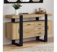 IDMarket - Buffet 140 cm Phoenix 3 Portes et 3 tiroirs Bois et Noir