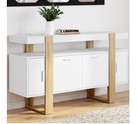 IDMarket Buffet Phoenix 140 cm 4 portes Blanc et bois