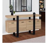 ID MARKET buffet PHOENIX 4 portes 160 cm Loft bois et noir