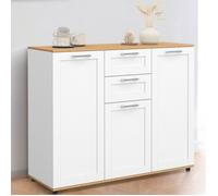 ID MARKET buffet VITO 3 portes et 2 tiroirs 100 cm Contemporain bois et blanc