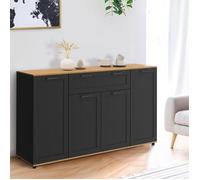 ID MARKET buffet VITO 4 portes et 1 tiroir 140 cm Contemporain bois et noir