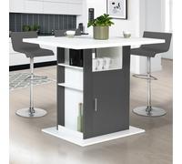 Id Market Ilot Central Ugo 110 Cm Bois Blanc Et Gris Avec Rangements Gris