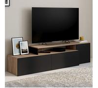 ID MARKET meuble tv d'angle BASILE 3 portes 240 cm bois modulable