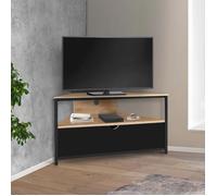 IDMarket - Meuble TV Boston 100 cm d'angle avec placard - design industriel - Noir
