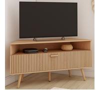 ID MARKET meuble tv d'angle JULIETTE 1 porte 110 cm bois clair à poser