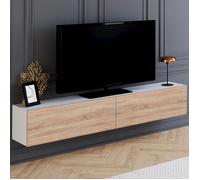 IDMarket Meuble TV Elio 180 cm suspendu 2 portes blanc et bois