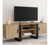 IDMarket Meuble TV Phoenix – 140 cm, 2 portes, bois et noir