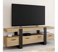 IDMarket Meuble TV Phoenix 140 cm avec tiroirs bois et noir