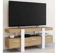 IDMarket - Meuble TV Phoenix 116 cm avec tiroirs bois et blanc