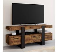 ID MARKET meuble tv PHOENIX 3 tiroirs 116 cm bois foncé à poser
