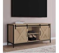 IDMarket – Meuble TV Quebec 113 cm 2 portes granges coulissantes Design industriel