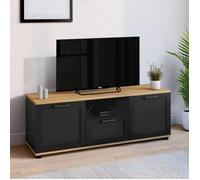 IDMarket Meuble TV VITO 110 cm avec tiroir et niche – Noir et Bois