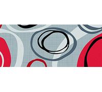ID MAT Boston Cercle Rouge Gris Boston, Fibres Synthétiques, Gris Rouge, 50x120x0, 5 cm
