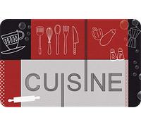 ID Mat Decor Cuisine Rouge Noir, Fibres Synthétiques, Gris, 50 x 80